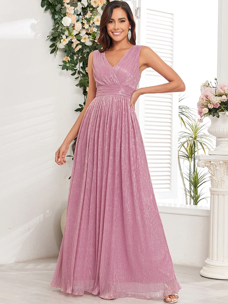 Eco-Friendly Pink Backless Mesh Maxi Dress - Image 6