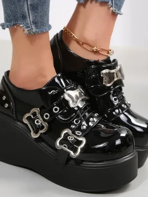 Platform Mary Janes with Star Buckle Strap