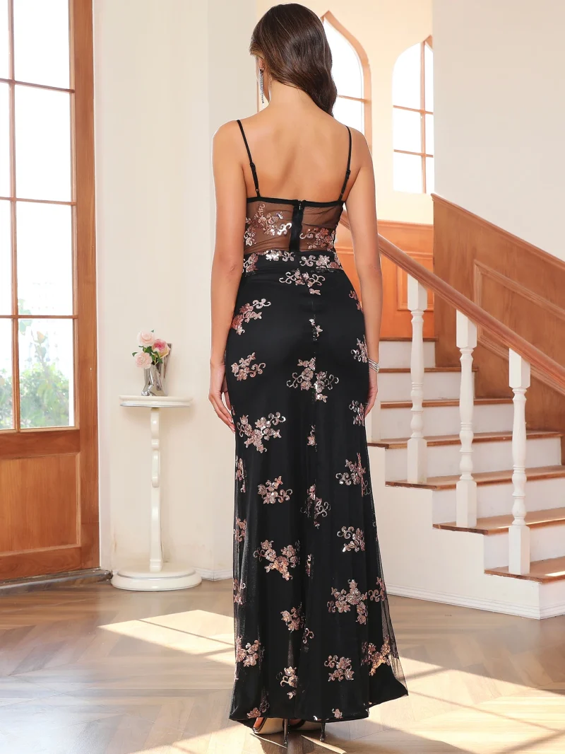 Eco-Friendly Vintage See-Through Sequin Dress - Image 2