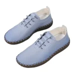 Platform Lace-Up Leather Flats Sneakers - Image 6