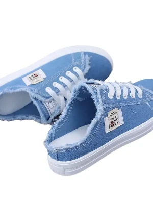 Eco-Friendly Women’s White Canvas Lace-Up Sneakers