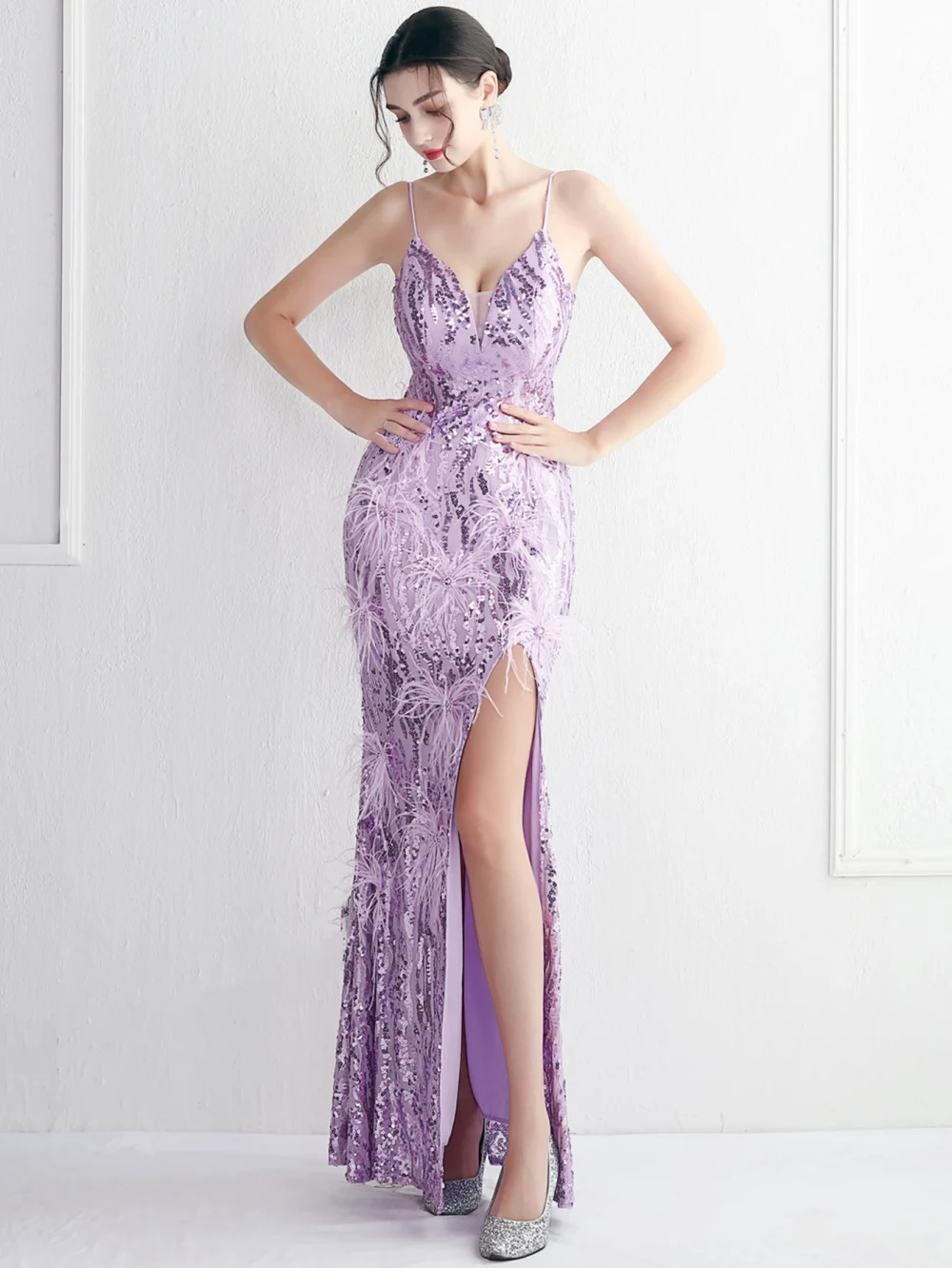 Eco-Friendly Black Sequin Backless Maxi Dress - Image 5