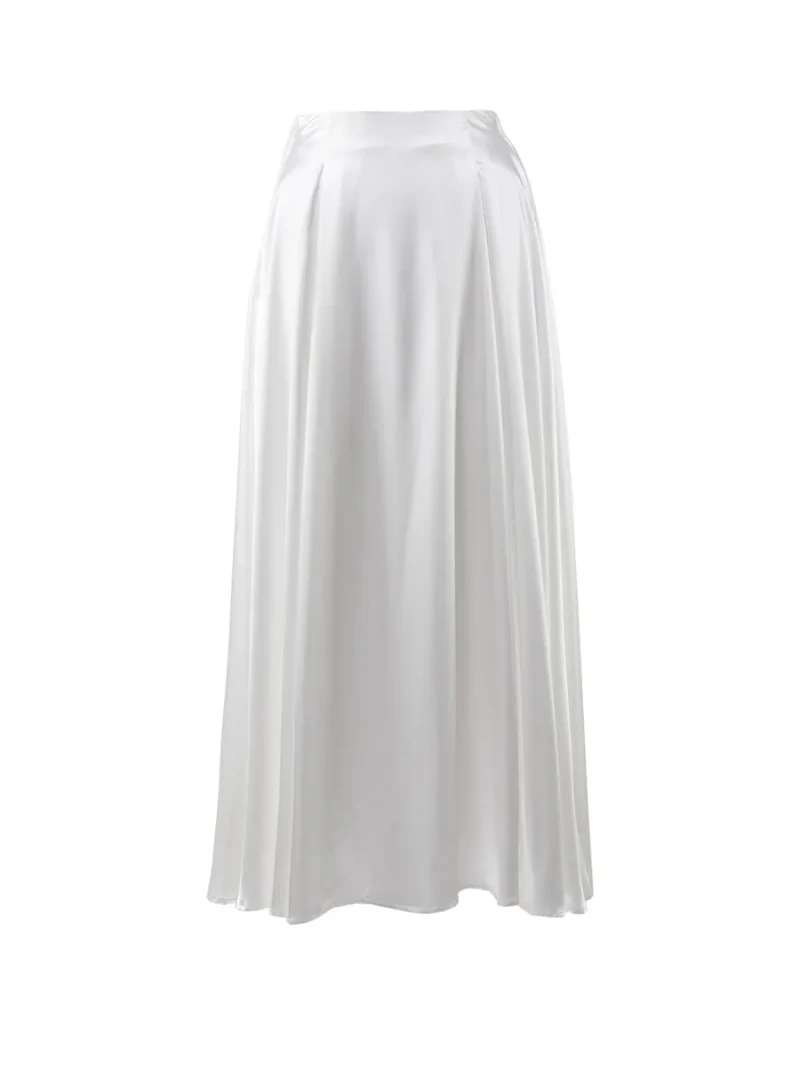 Eco-friendly Elegant Satin High Waist Maxi Skirt - Image 7