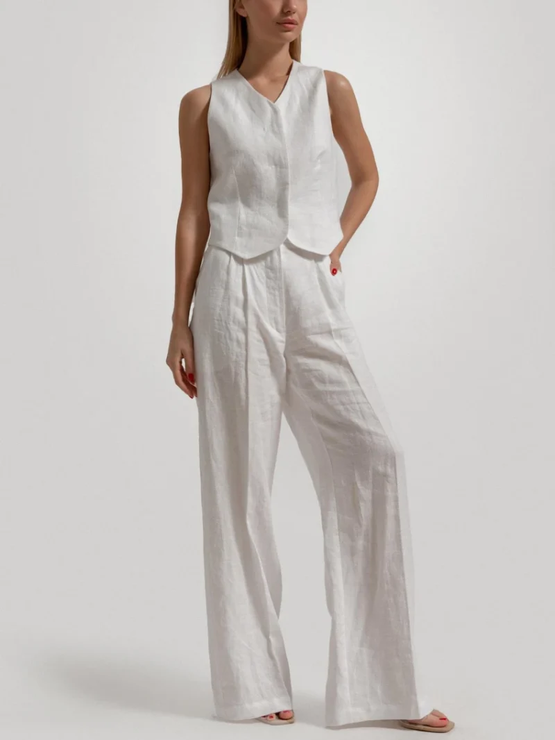 Eco-friendly Cotton Linen Vest Shorts Set - Image 3