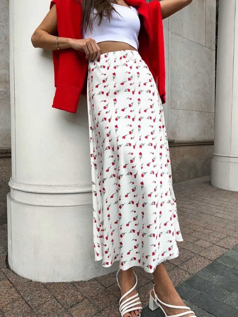 Eco-friendly Elegant Slim Print High Waist Skirt - Image 3