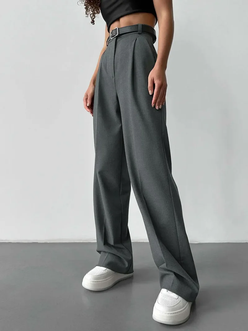 Eco-friendly High Waist Pleated Wide-Leg Pants - Image 3