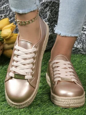 Women’s Casual Lace-Up Sneakers with Thick Bottom