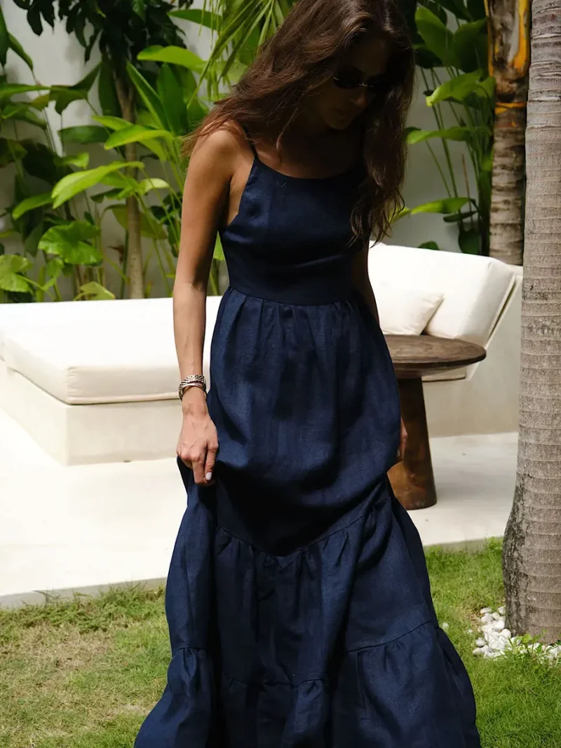Eco-friendly Beach Style Cotton A-line Dress - Image 4