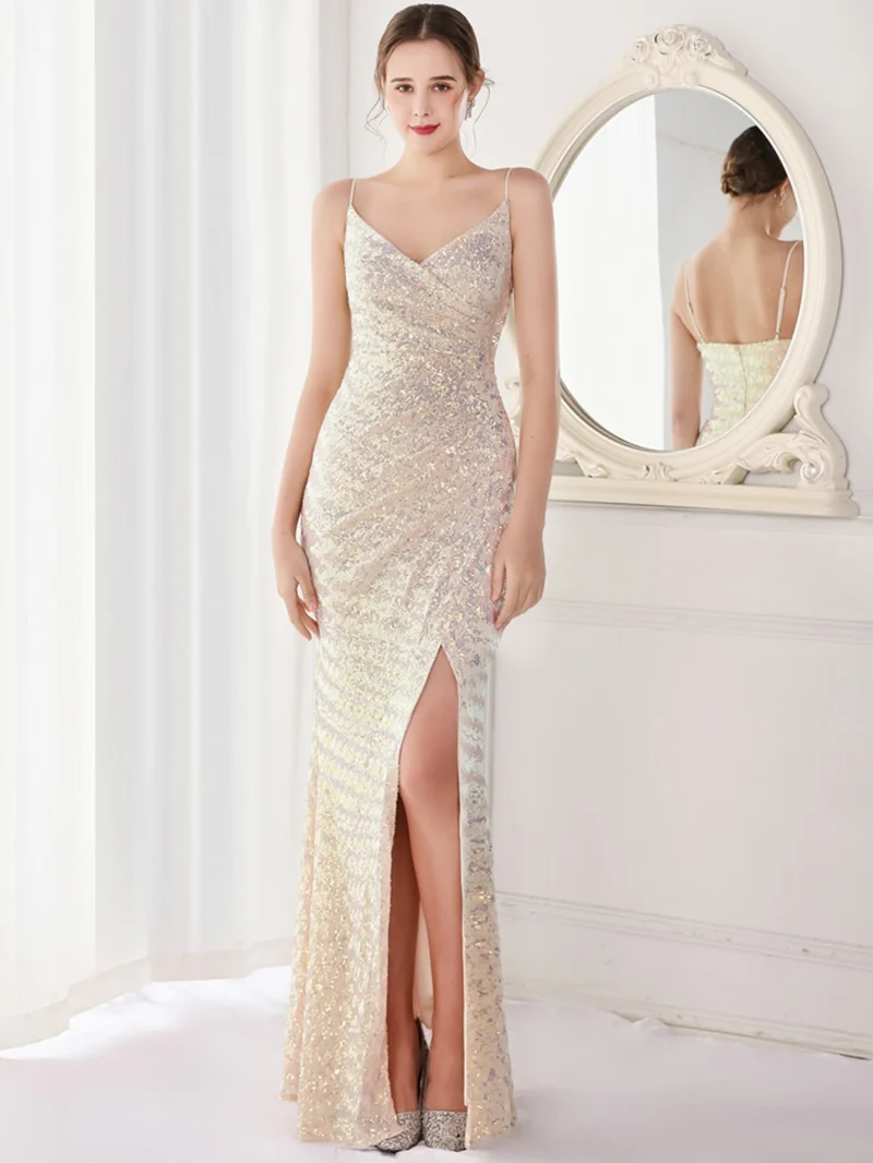 Eco-Friendly Black Sequin Backless Maxi Dress - Image 6