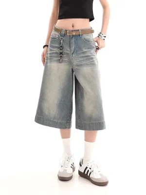 Vintage Baggy Jorts: Harajuku Summer Denim Fashion