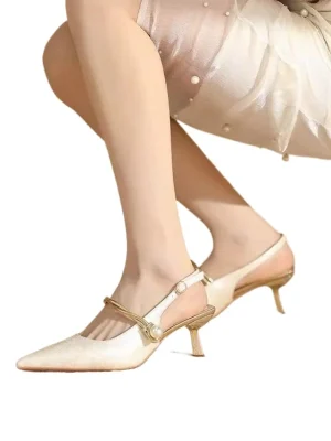 Pointed Toe Pearl High Heel Sandals