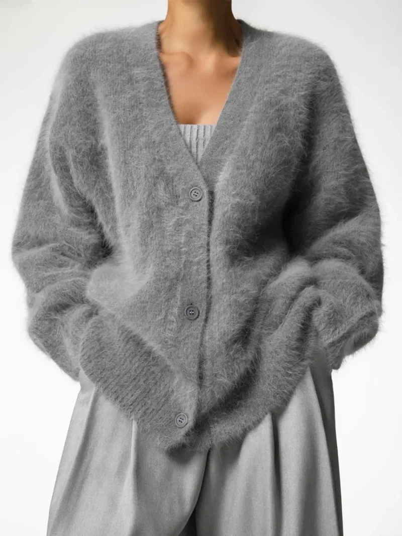 Eco-friendly Imitation Mink Vintage Knitted Cardigan - Image 6