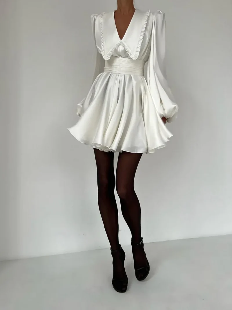 Eco-friendly Peter Pan Collar Lantern Sleeve Dress