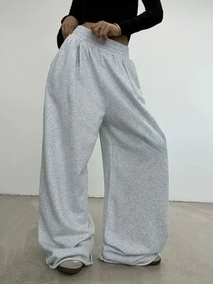 Grey Baggy Sweatpants: Korean Oversize Wide Leg