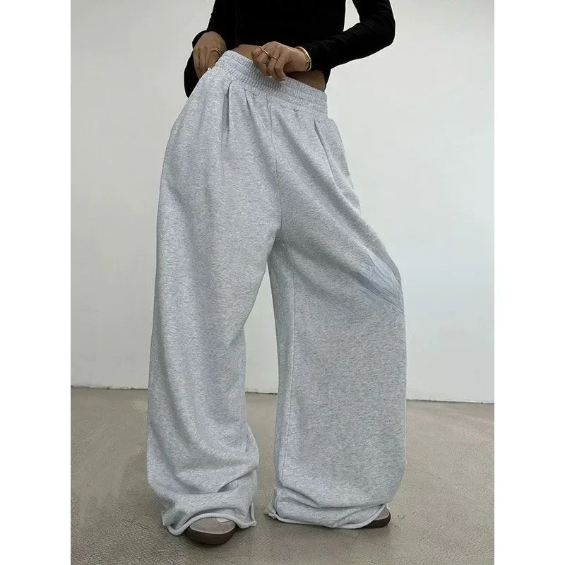 Grey Baggy Sweatpants: Korean Oversize Wide Leg