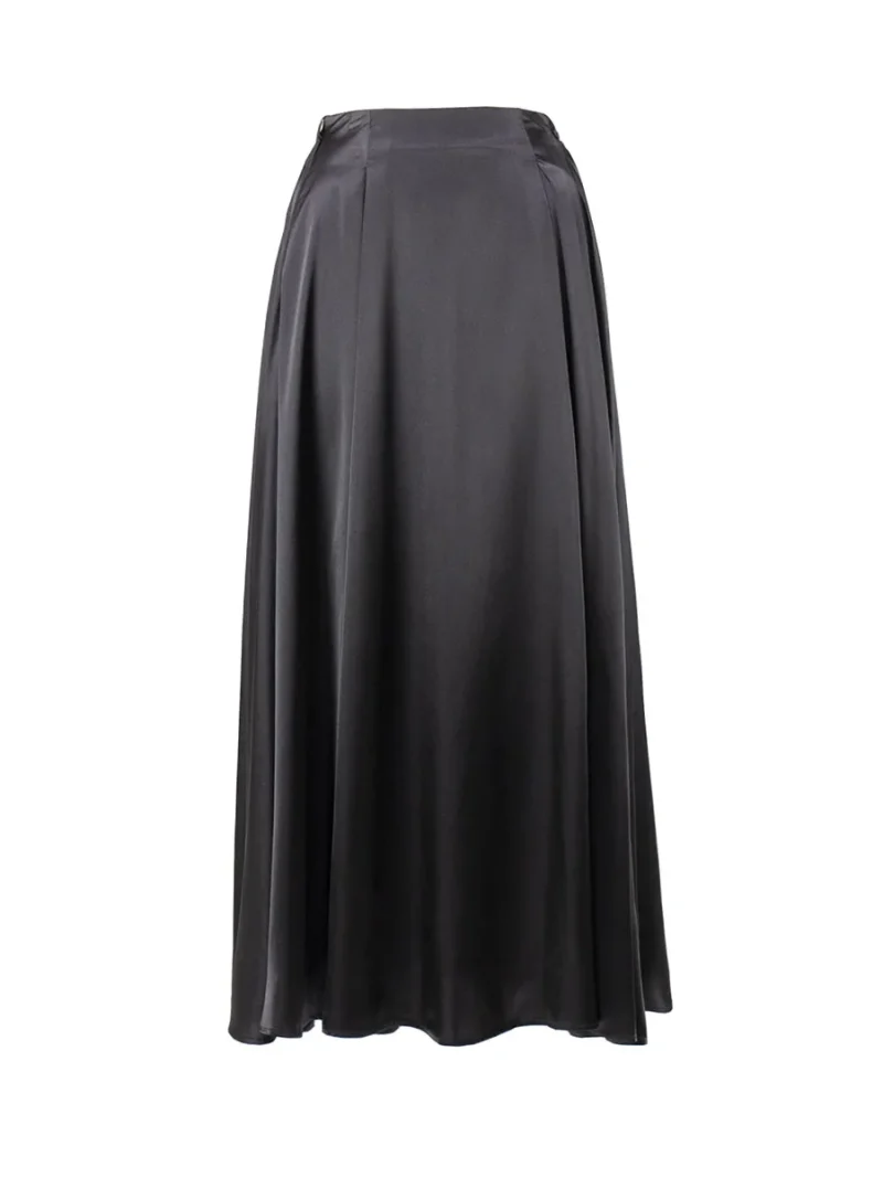 Eco-friendly Elegant Satin High Waist Maxi Skirt - Image 9