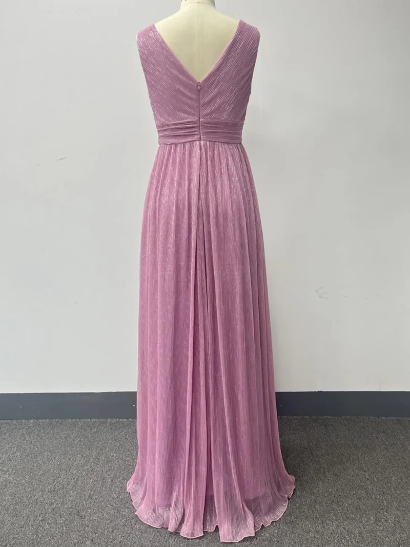 Eco-Friendly Pink Backless Mesh Maxi Dress - Image 10