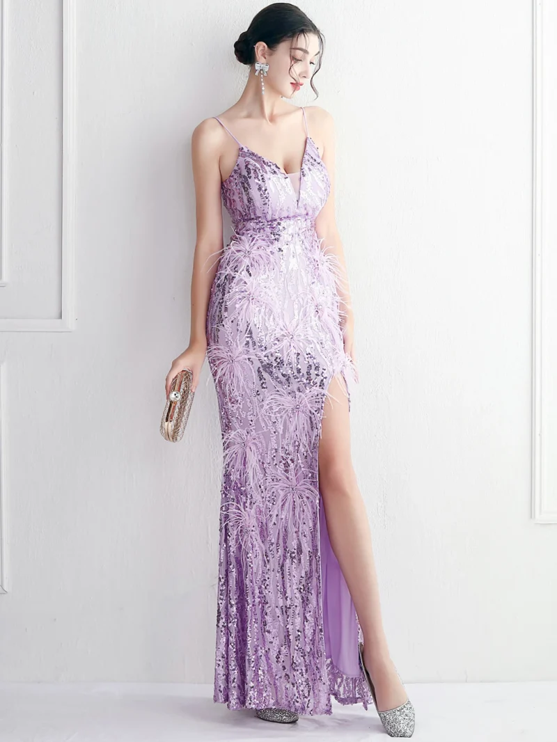 Eco-Friendly Black Sequin Backless Maxi Dress - Image 6
