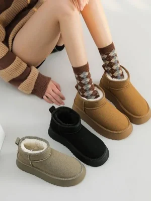 Eco-Friendly Suede Fur Chelsea Ankle Boots