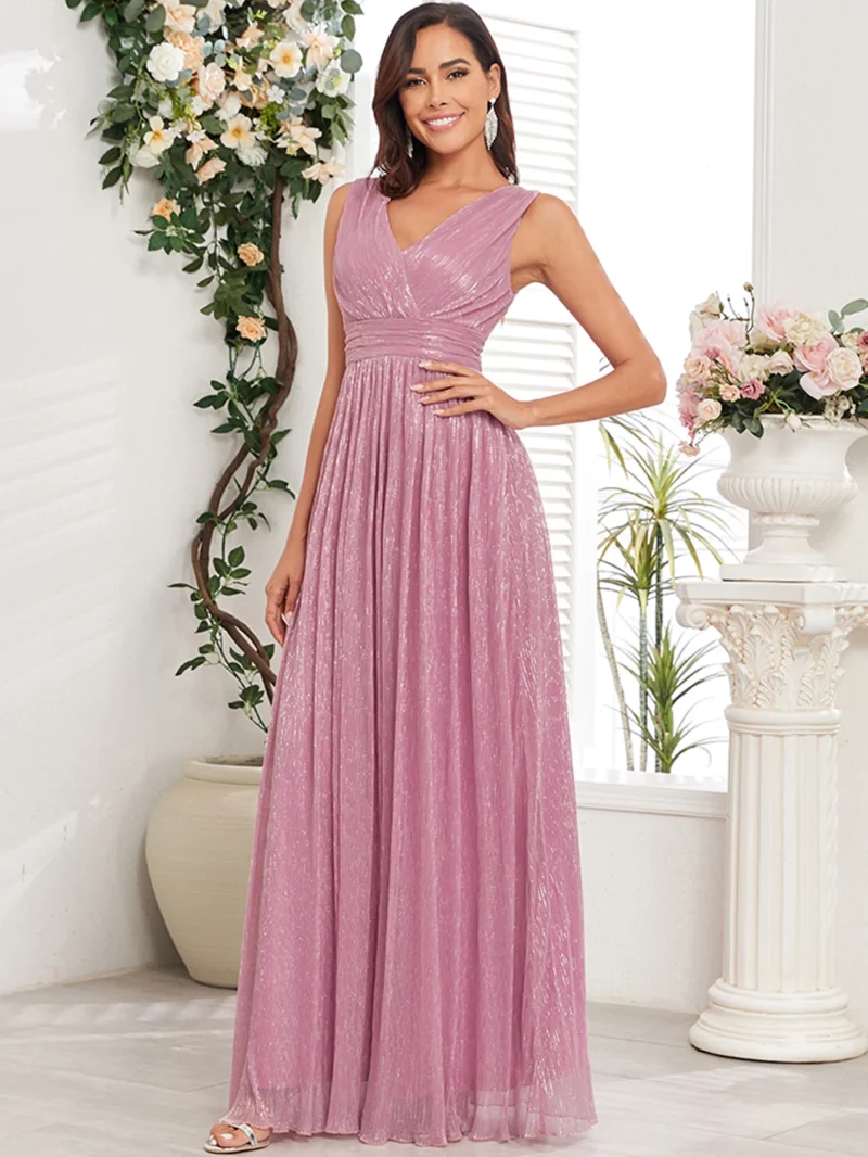 Eco-Friendly Pink Backless Mesh Maxi Dress - Image 4