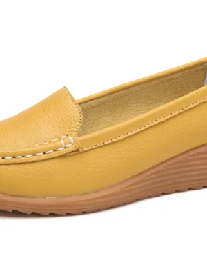 Eco-Friendly Soft Leather Heeled Loafers