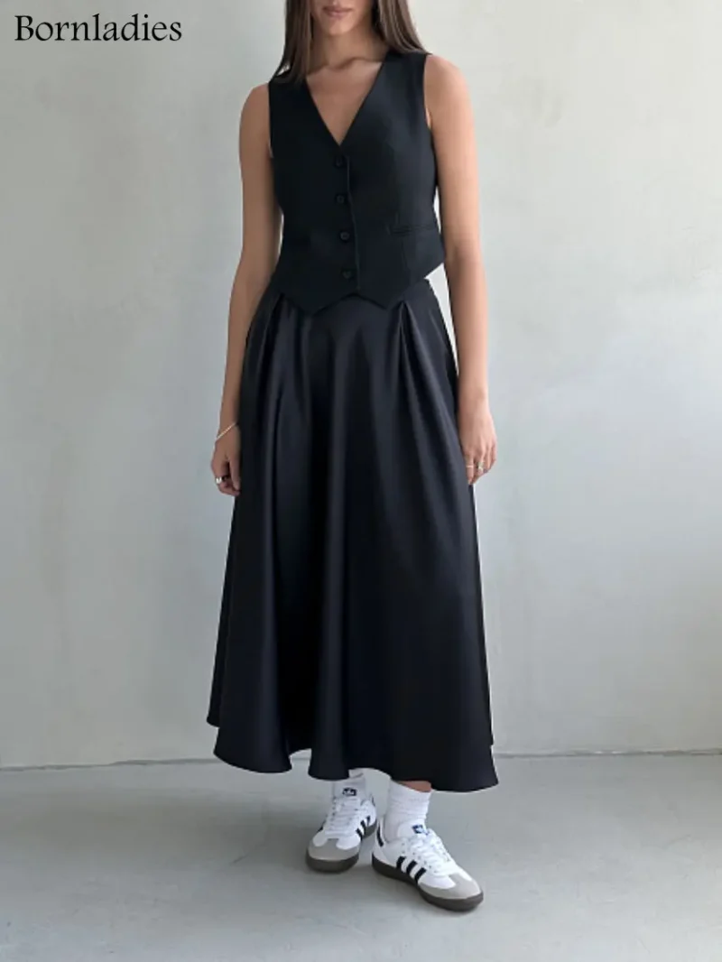 Eco-friendly Elegant Satin High Waist Maxi Skirt - Image 5