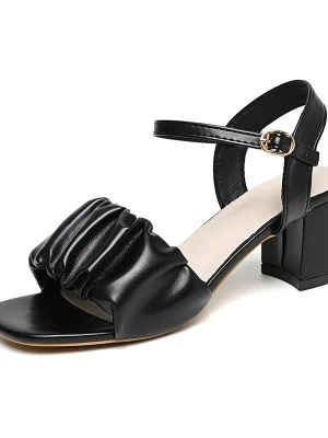 Eco-Friendly White High Heel Buckle Sandals