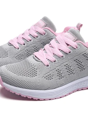 Trendy Women’s White Breathable Sports Sneakers