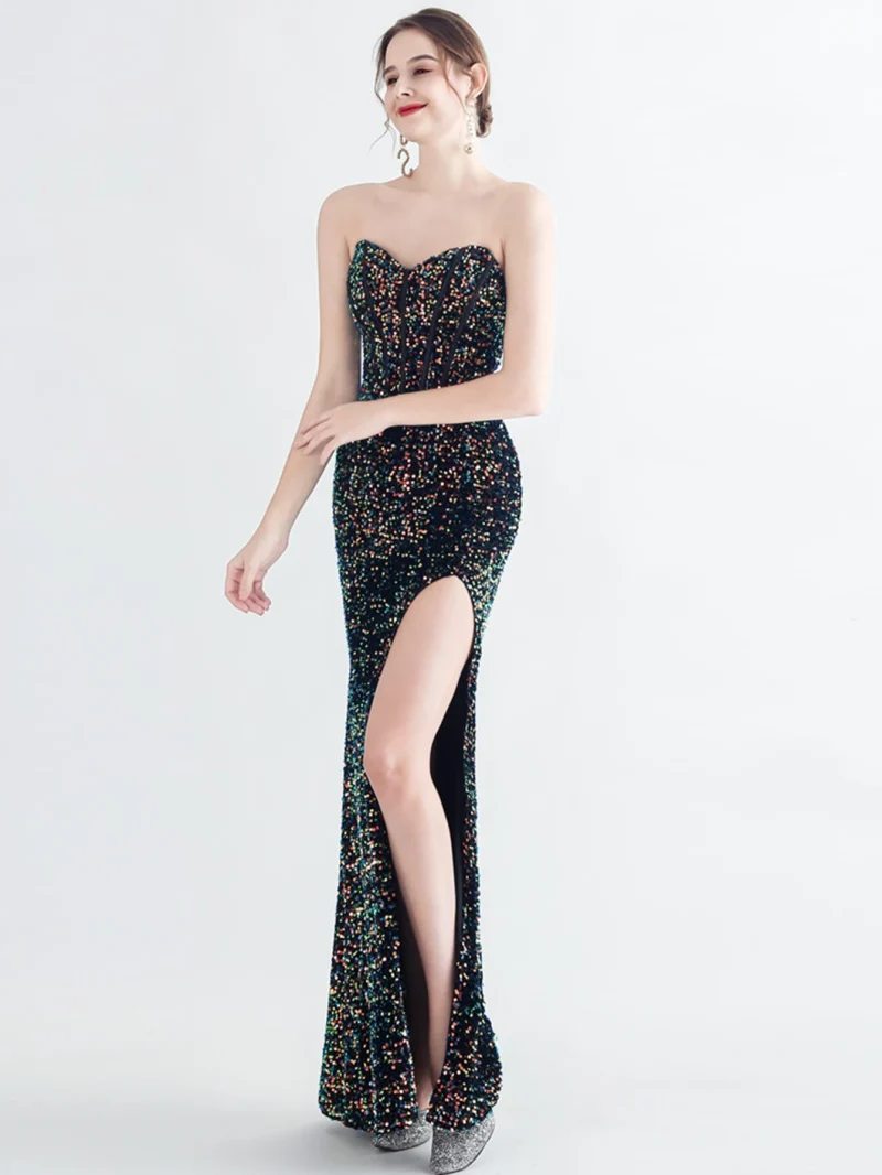 Eco-Friendly Sequin Backless Maxi Summer Dress - Image 5