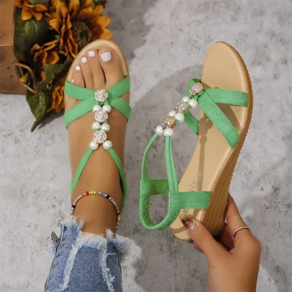 Summer Beaded Platform Wedges: Designer Beach Slippers - Image 6