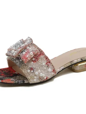 Pearl Rhinestone Sandals: Fashionable Large Size Summer Heels