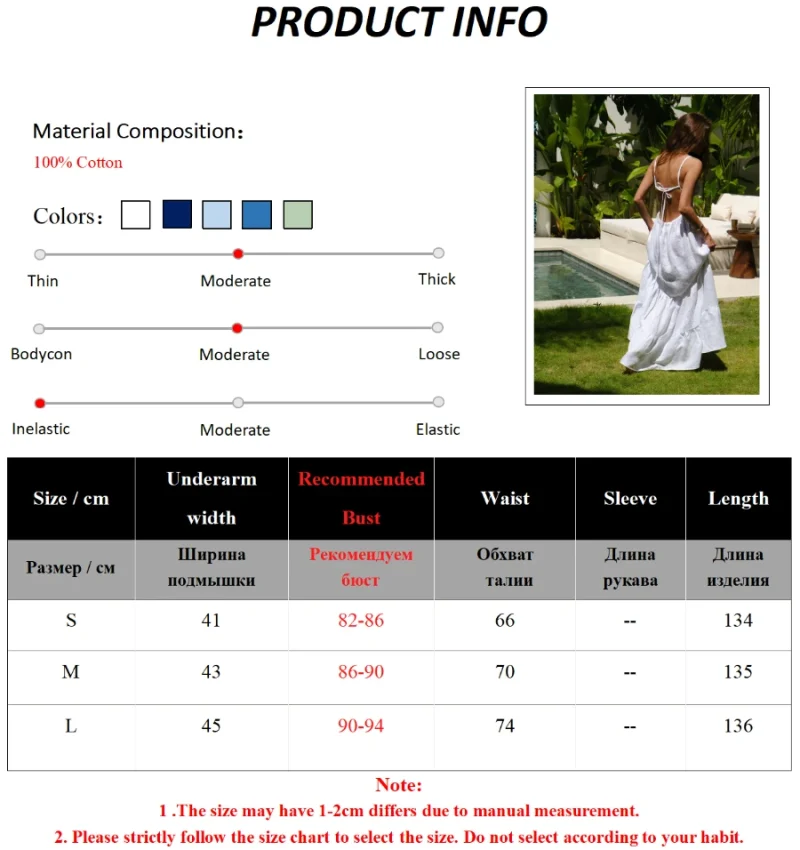 Eco-friendly Beach Style Cotton A-line Dress - Image 7