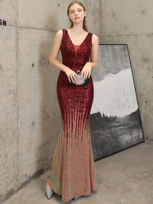 Eco-Friendly Backless Sequin Fishtail Maxi Dress