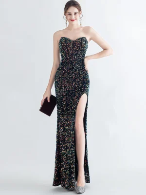 Eco-Friendly Sequin Backless Maxi Summer Dress