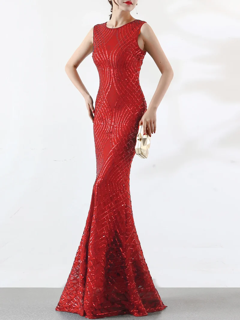Eco-Friendly Sequin Fishtail Bodycon Maxi Dress - Image 8