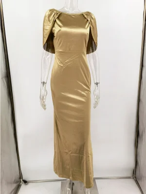 Eco-Friendly Satin Backless Maxi Summer Dress