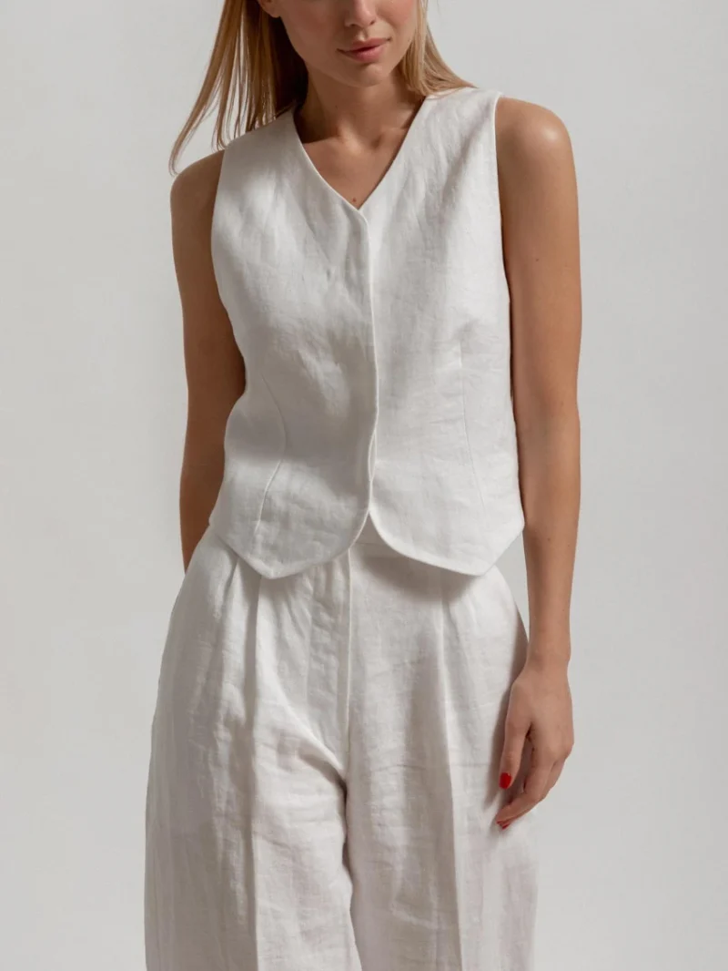 Eco-friendly Cotton Linen Vest Shorts Set - Image 4