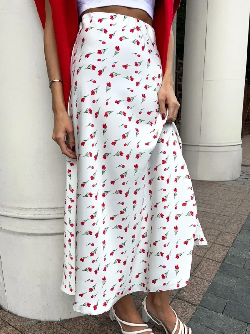 Eco-friendly Elegant Slim Print High Waist Skirt - Image 2