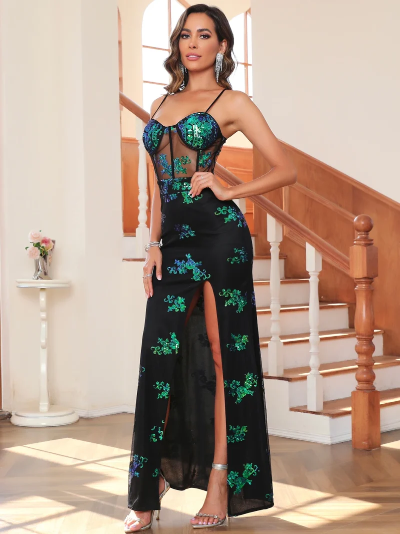 Eco-Friendly Vintage See-Through Sequin Dress - Image 5