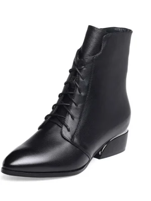 Soft Leather Short Boots: Comfortable Thick Heel