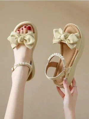 Elegant Pearl Bowknot Summer Sandals