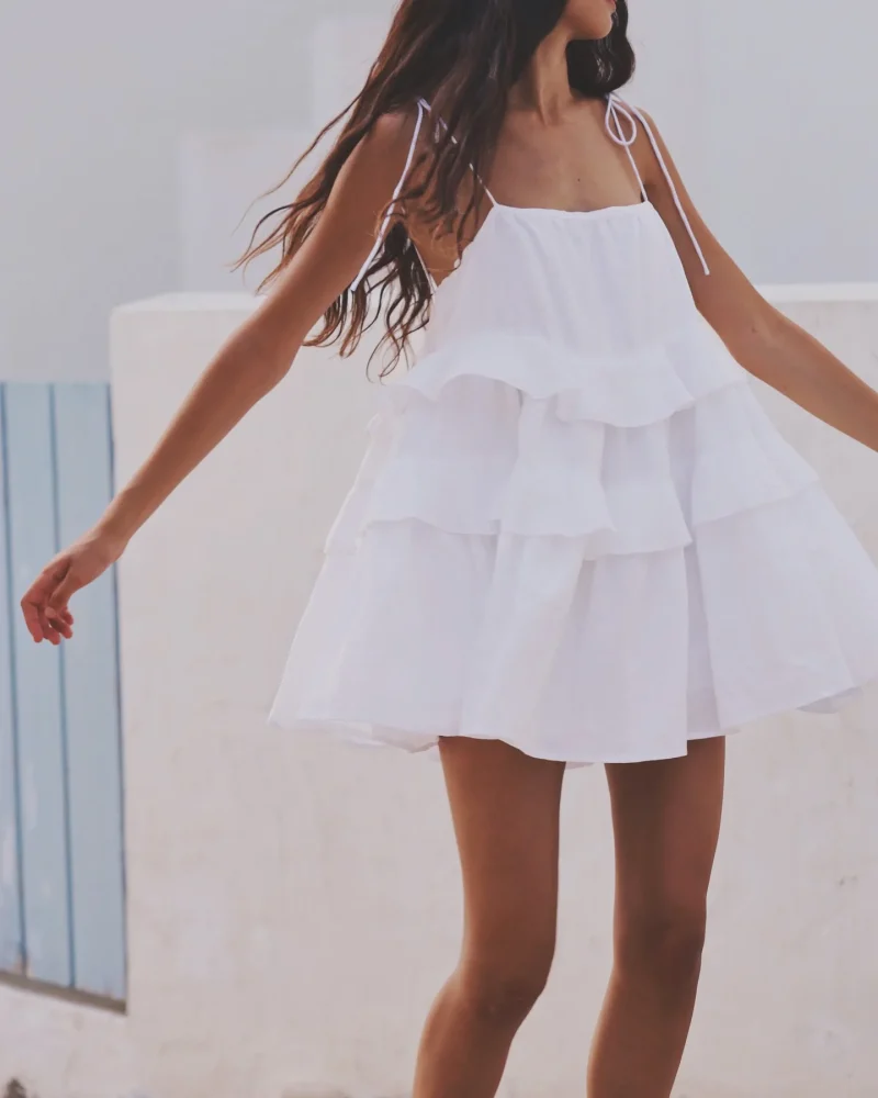 Eco-friendly Sexy Loose Cotton Beach Mini Dress - Image 7