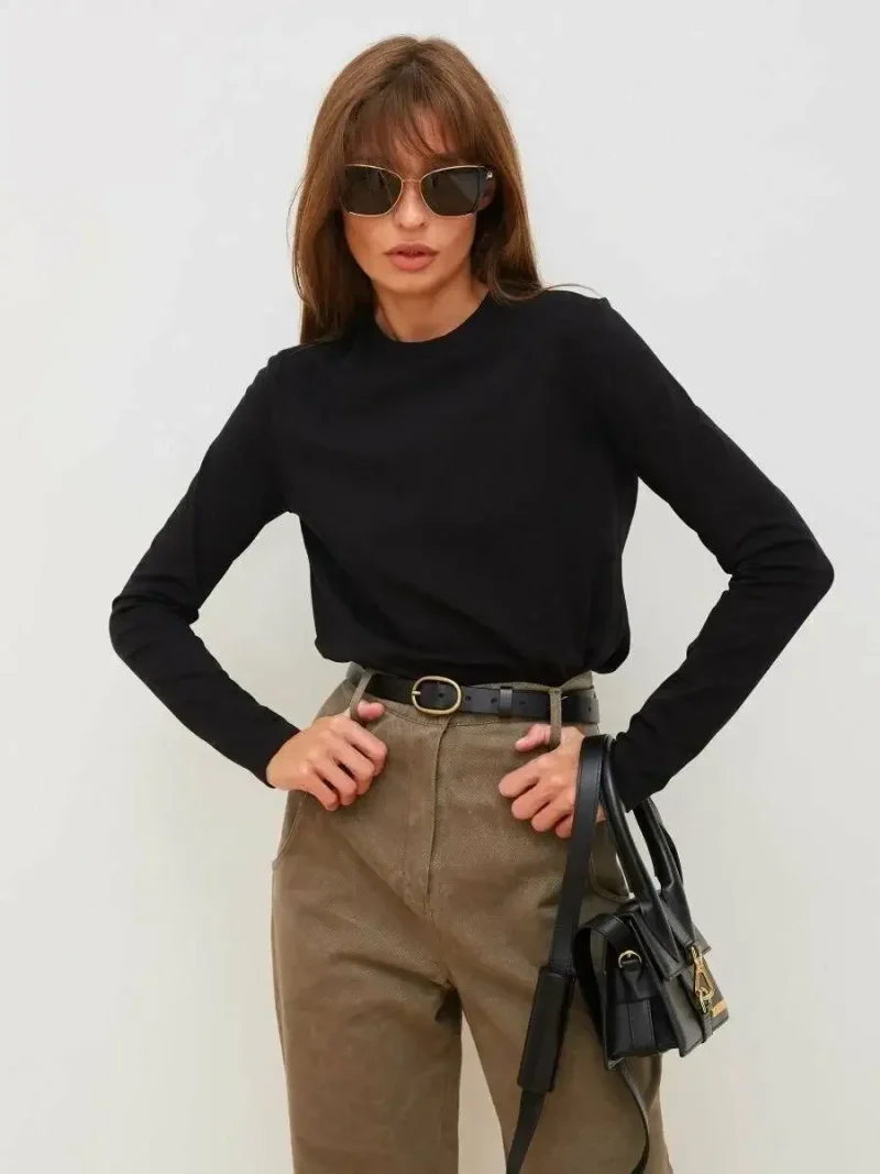 Eco-friendly Cotton Basic Long Sleeve T-Shirt - Image 4