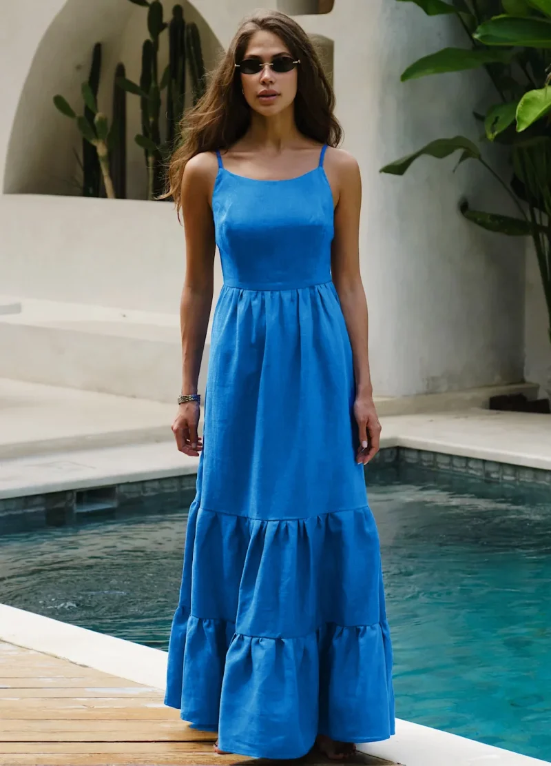 Eco-friendly Beach Style Cotton A-line Dress - Image 6