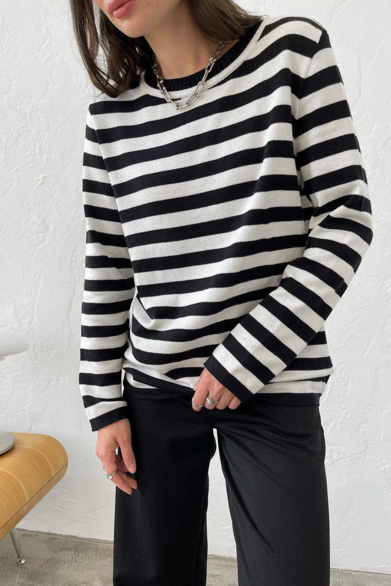 Eco-friendly Knitted Stripe Sweater - Image 8