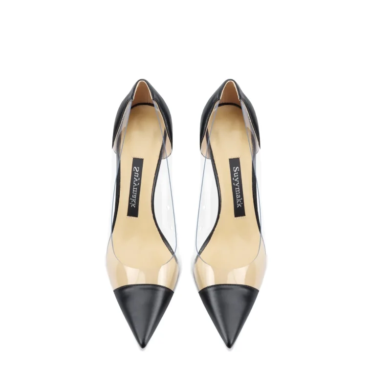 Eco-friendly Transparent Leather Silver High Heel