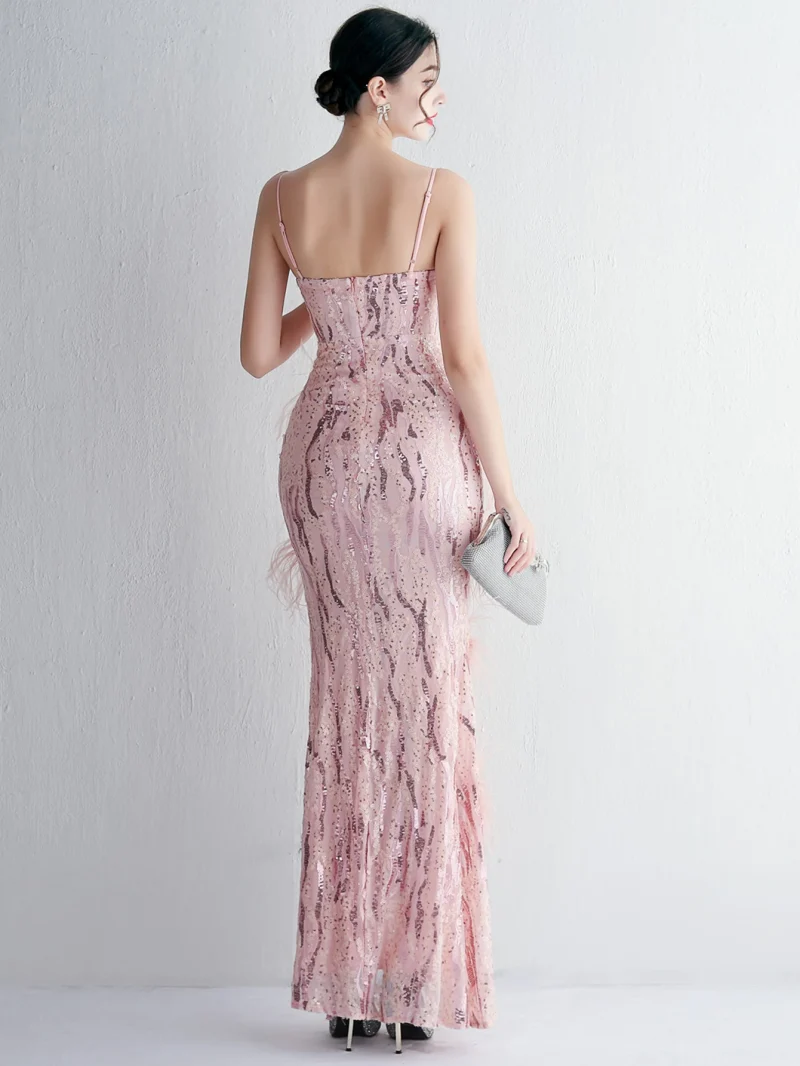 Eco-Friendly Black Sequin Backless Maxi Dress - Image 2
