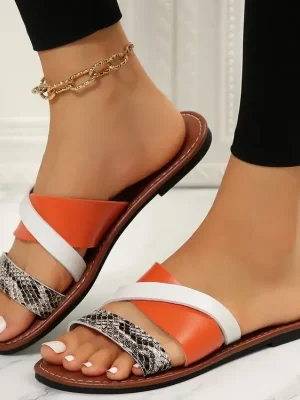 Summer Flat Heel Gladiator Sandals for Women, Casual Beach Slippers