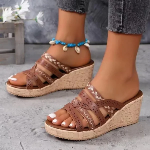 Retro Casual Cross-Tied Anti-Slip Flats Slippers - Image 6