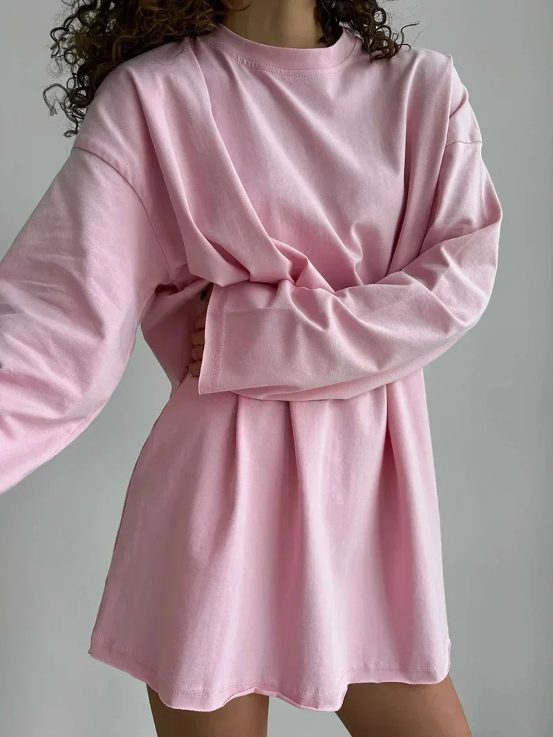 Eco-friendly Cotton Long Sleeve Loose T-shirt - Image 5